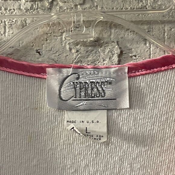 Vintage 70s Cypress White Terry Zip Flower Embroider Housecoat Large - Picture 7 of 10